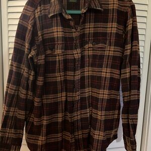 Timberland Dark Red and Brown Plaid Flannel